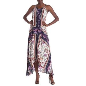 NANETTE LEPORE Floral Print V-Neck Asymmetrical Slip-on Maxi Dress, size 10